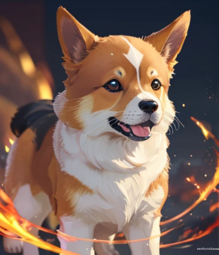 cute fantasy Welsh Corgi, 3D concept art, glowing effect, ornate aura, dynamic, centered, sharp focus, beautiful detailed, face very realistic, Game Art, hyper detailed, cartoon, cinematic, raytrace, Trend on artstation,