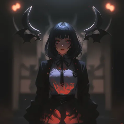 cute Solo Alternative devil girl, Dark Wave, Occultic, Instagram Girl, special effects, depth of focus, anime, solo,