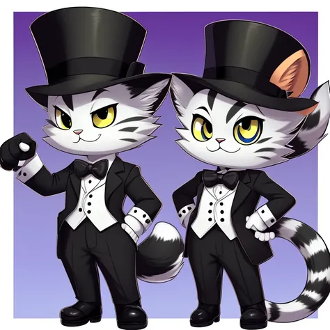 felix the black and white cat with a top hat and a monocle