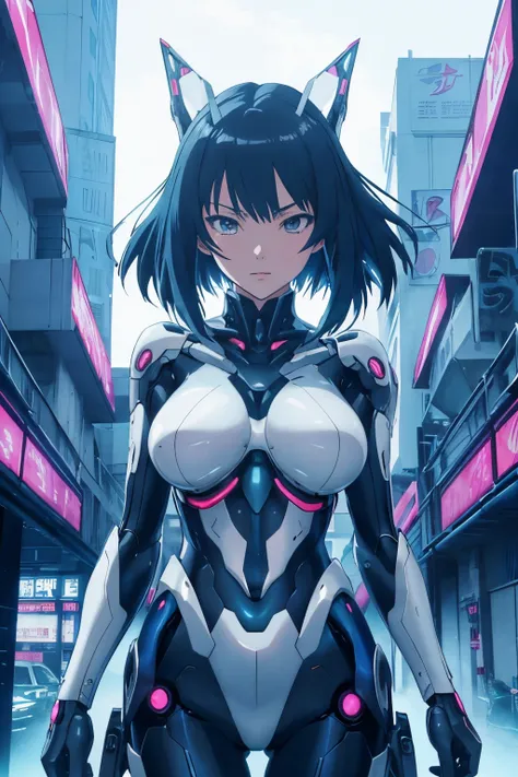 anime girl in dynamic pose, cybernetic arms, dramatic lighting, lingersuit standing next to a camera, inspired by Masamune Shirow, anime mecha aesthetic, by Masamune Shirow, ghost in the shell art style, cyberpunk anime girl mech, ghost in the shell style,...