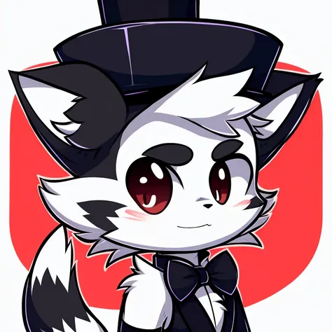 Icon felix the black and white cat with a top hat, an dar background