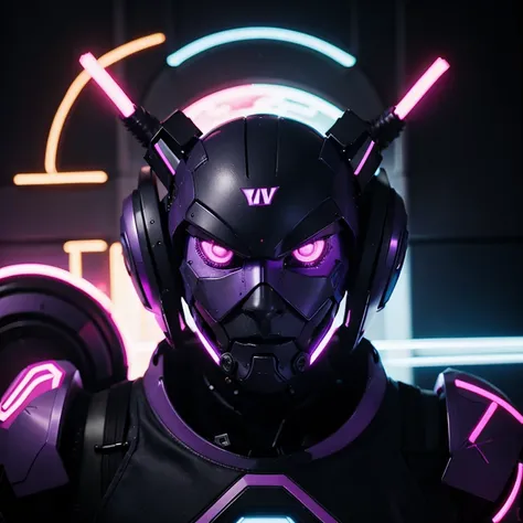 Purple neon robot