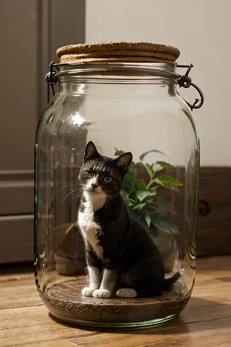 A cat in a jar