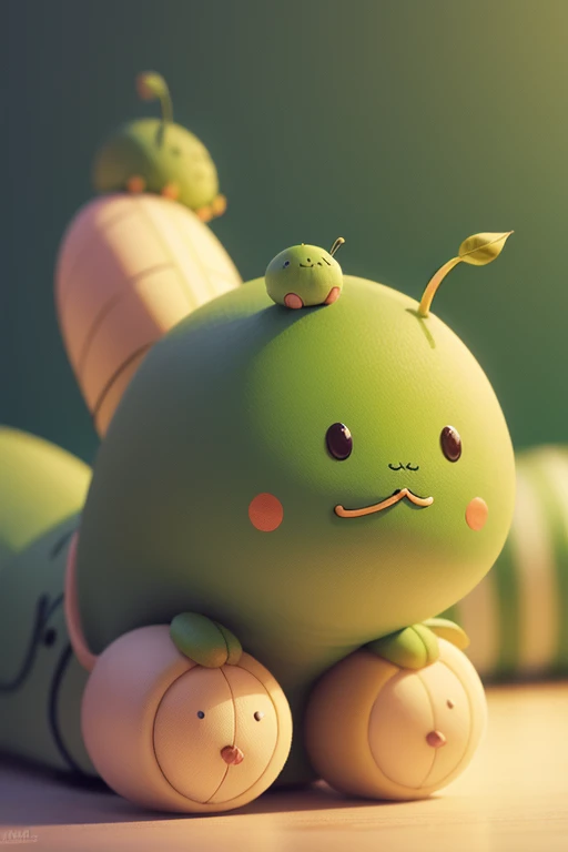 Green caterpillar mascot no background