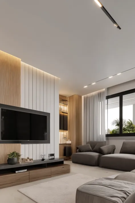 sala de estar,Camas,sofa,hug pillow,Pinturas de parede,decoration,varanda,calor,the setting sun,scenecy,dentro no quarto,Front view,spacious。4k,tmasterpiece,A high resolution,extremamente intrincado)(realista:1.4),3D Clay Rendering,fundo branco,c4d