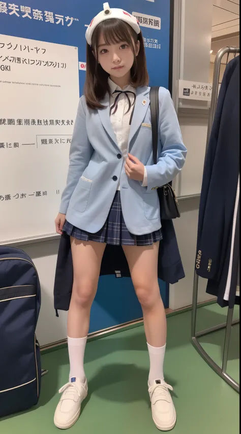 student clothes ,blazers ,Long sleeve shirt worn by Japan high school girl ,Ribbon Ties ,Dark blue mini skirt, Dark blue socks, Black loafers