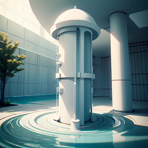 the future city built with pvc water pipes，rotunda，cities are closely connected，water pipe product model，minimalist style，hd len...