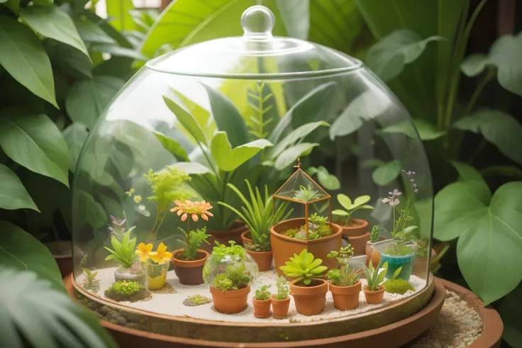 Setting: Daytime Botanical Terrarium Crafting with a Green-Thumbed Enthusiast.
*Description: In a sun-soaked greenhouse, a green-thumbed enthusiast in her early 30s teaches a group of diverse participants, including a freckled artist with messy auburn hair...