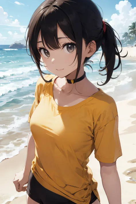 Sex Ai,  Yellow shirt ,beach