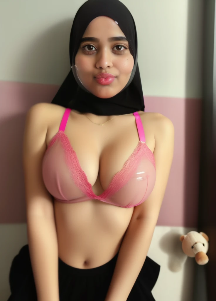 (((HIJAB MALAY GIRL))), top-quality、masterpiece、Surreal、((childs room))、((Stuffed animals are on display.))、transparent Gymnastic suit、japanes、Pupils、tiny girl、The appearance of the child、Height 140cm、hchool girl、small body of a child、streaks、Thin leg、repo...