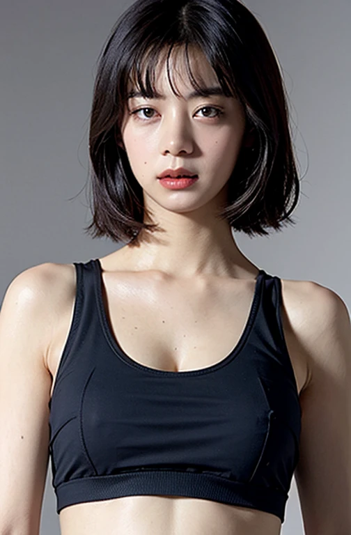 ((maximum quality、8K、​masterpiece:1.3))、sharp:1.2、Perfect Body Beauty:1.4、Slim abs:1.2、((Layered Hairstyle、gigantic tits))、Sports Bra、Tight bra、(gym、sweat:1.2)、wetty:1.5、Highly detailed facial and skin texture、detailed eye、Double eyelidd、Aspect of looking ...