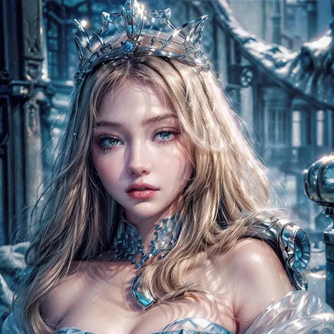 (masterpiece,High quality,Top quality,super detail, best quality ,)1women,beautiful beautiful,Tall, facial details,Pale white skin,skin details,ice Queen,queen,ice,crown full body,skin details,