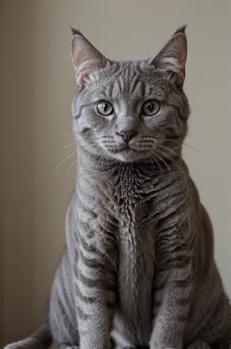 Gray cat head, fluffy and cute