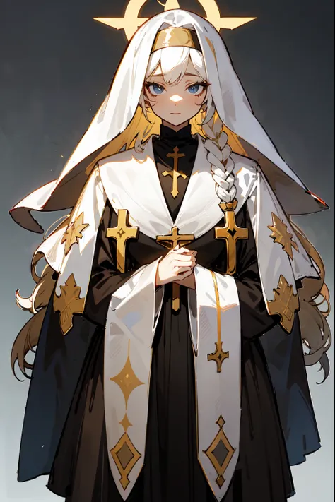 pious pope，sacrifices，sacred costumes，lewd nun，crosses, golden, (tmasterpiece), best quality, expressive eyes,    a perfect face...