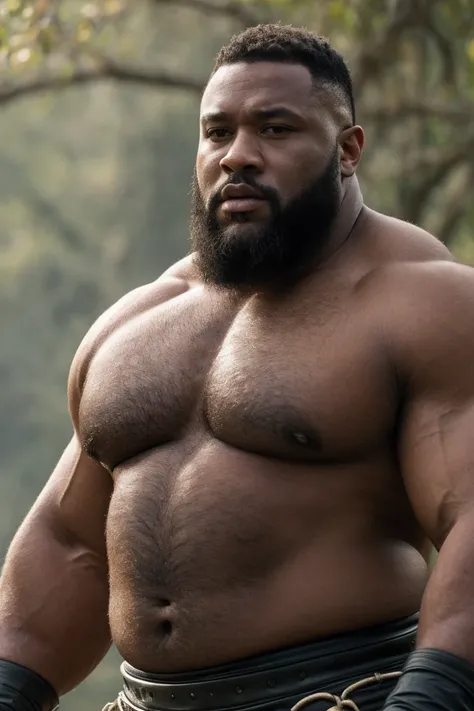 Highest Realistic Quality very Realistic 8KUHD very detailed highly photorealistic very realistic highly detailed closeup portrait photo of a Realistic Bald Black African American Sexy Hairy Bearded Bear Beefy Body Big Muscle Bear Big Chubby Beefy Buff Big...