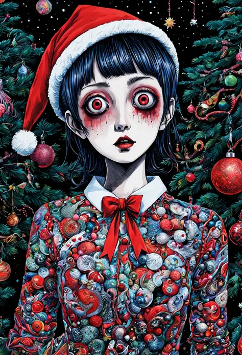 (by Junji Ito:1.2), christmas, intricate, (best quality, masterpiece, Representative work, official art, Professional, unity 8k wallpaper:1.3)