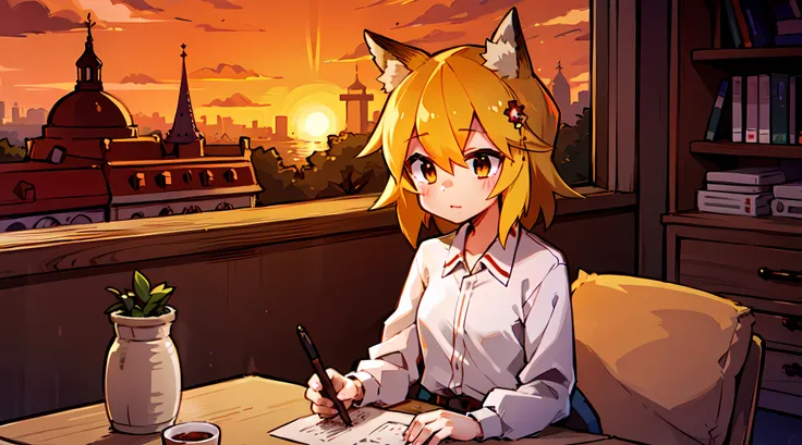 A  girl, Fox ears, 4K Image, Soviet Union, ussr, Soviet atmosphere