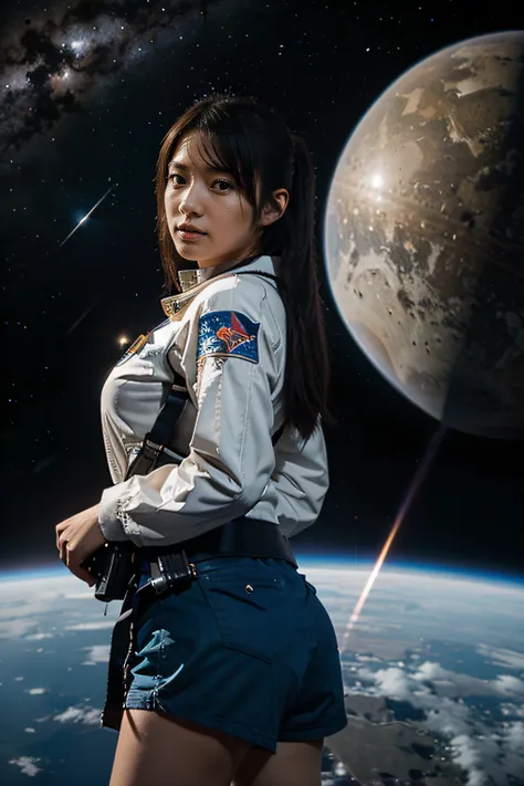 space fighters, japanaese girl, planet