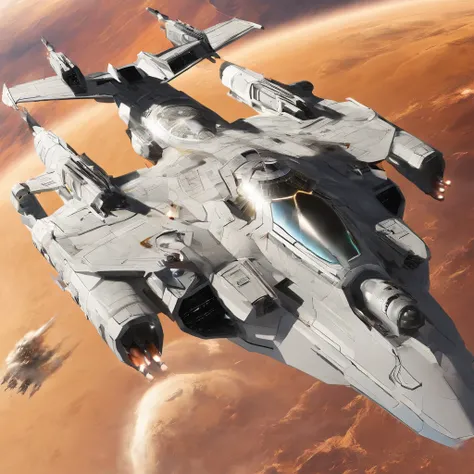 futuristic hyperrealistic artwork, with sophisticated advanced technologies. futuristic fighter orbital plane with many details, Bright Light Capture, flying machines, Crossing the Sky. combat fighter orbital aircraft, space fighter, orbital plane, Beithon...