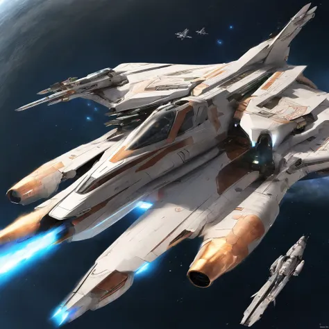 Create futuristic hyperrealistic works of art, with sophisticated advanced technologies. futuristic fighter orbital plane with many details, Bright Light Capture, flying machines, Crossing the Sky. combat fighter orbital aircraft, space fighter, orbital pl...