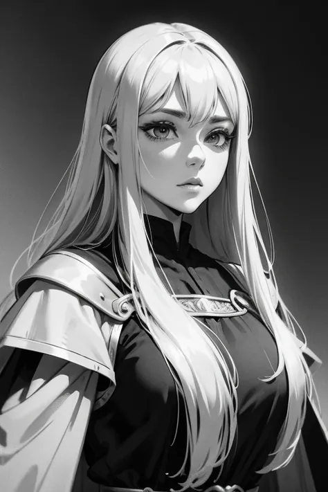 portrait, medieval fantasy, {{{{manga style}}}}, line art, masterpiece, wide shot, monochrome, grayscale