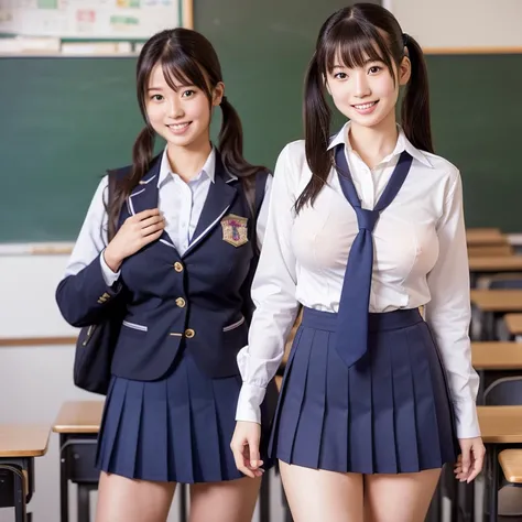 Best Quality, masutepiece, 超A high resolution, (Photorealistic:1.4), Raw photo,
Ultra realistic beautiful Japan schoolgirl,18 years old, Standing, Looking at Viewer, Smile,
(Big breasts:1.3), NSFW, Open your clothes, (School uniform:1.4), in class room　Exp...