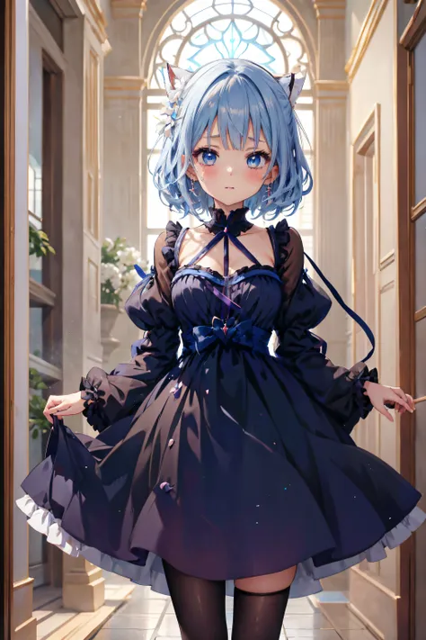 anime girl aux cheveux longs et aux yeux bleus dans une robe, anime mignon waifu dans une belle robe, anime moe artstyle, loli e...