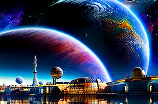 station space planet star city galaxy.(((masterpiece)))