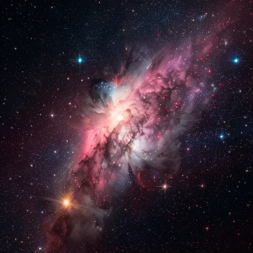 A stunning nebula, illuminated by vibrant hues of blues, purples, and pinks. This image captures the ethereal nature of interstellar clouds and sparks curiosity about the birth and evolution of stars.