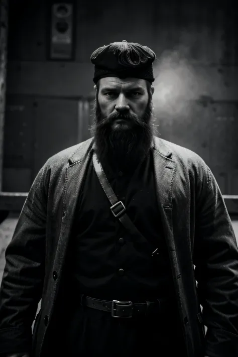 ultra realistic black and white older style photo of ned kelly