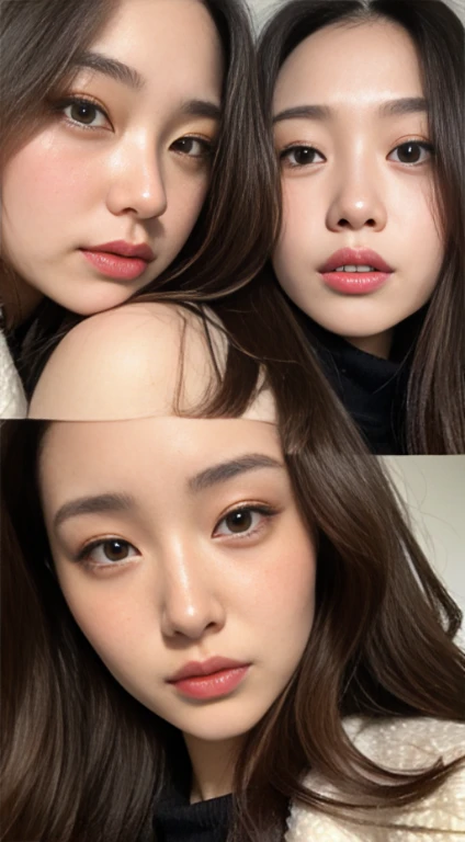 A woman with the same face as last time，Slender Abs、Loose wavy styling、coat、Beautifully expressed in every detail., Including face and skin texture.，Detailed eyes，Seducting look、full body Esbian、Look back