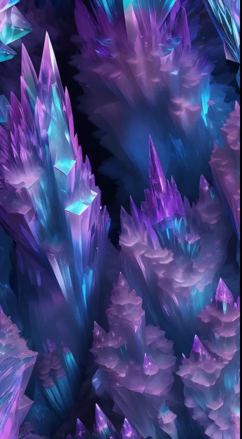 fantasy cave walls made of mineral crystals，covered with precious crystals, crystal cluster， s fractal art，subsurface, explorati...