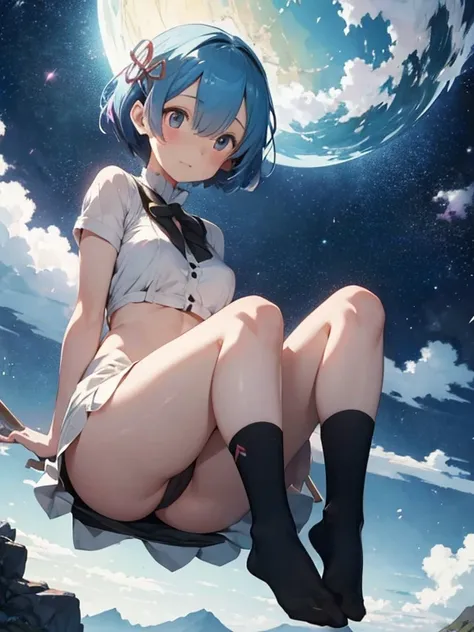 Rem from Re-Zero with long socks,nude,allfours