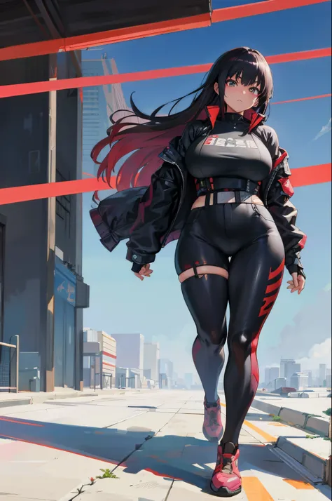 Chica de anime con una motosierra y una pistola en la mano, arte cyberpunk por Shitao, Ganador del concurso Pixiv, Arte autodestructivo, Oppai cyberpunk, Thicc, Detalles pesados, (SFW) Seguro para el trabajo, Aspecto pesado, biomechanical oppai, Arte de la...