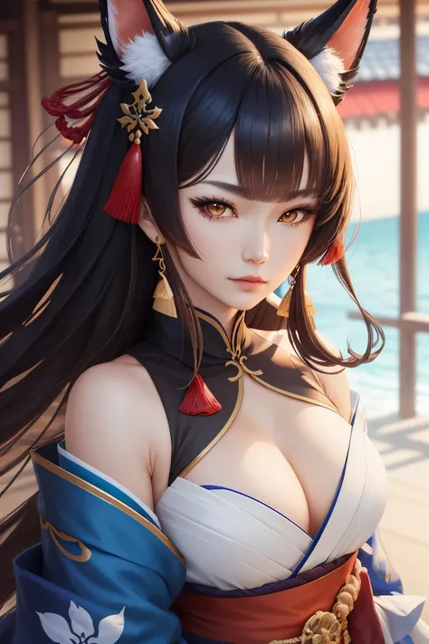 a close up of a person in a costume with a sword, Ayaka Genshin Impact, portrait onmyoji, Onmyoji, keqing from genshin impact, ayaka game genshin impact, zhongli from genshin impact, fox nobushi, genshin impact character, onmyoji detailed art, characters f...