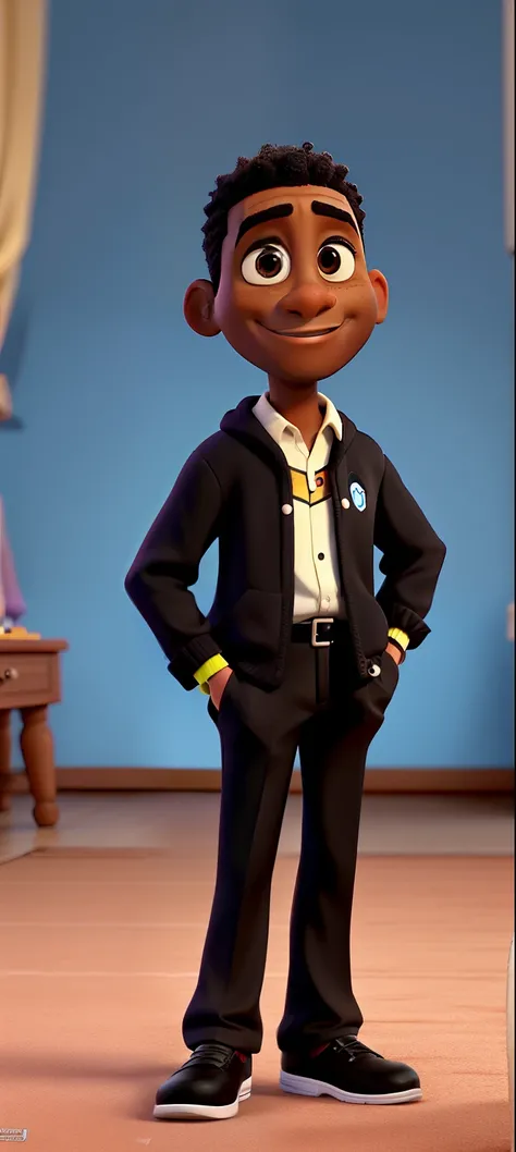 Crie um personagem negro  no estilo Pixar da Disney