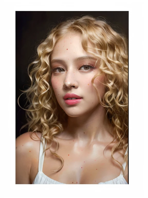 mulher loira com sardas e sardas posando para uma foto, pale skin curly blond hair, pintura digital ultra realista, arte digital ultrarrealista, pintura digital hiper-realista, loiro encaracolado, pintura digital hiper realista, cabelos loiros cacheados | ...