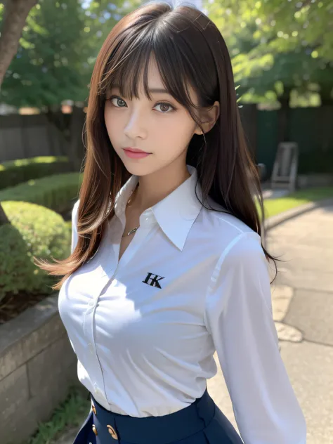 ((top-quality、8K、​masterpiece:1.3))、Japan beauties:1.2、Perfect Body Beauty:1.4、Slim abs:1.2、((hair messy、oblique bangs)、(Long Button Shirt:1.1)、tight skirts、age19、Highly detailed facial and skin texture、A detailed eye、二重まぶた、Aspect of looking at the camera