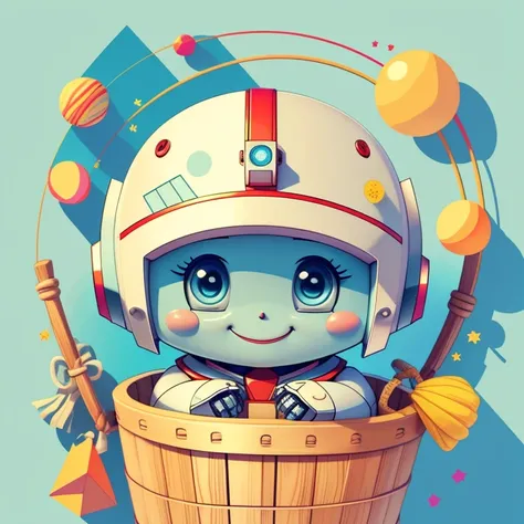 (cute robot smiling in beautiful basket) Munchkin, Geometric multidimensional wall portrait, livro de arte, Tchibi,
Yang08k, Beautiful, Colouring,
Obras, of the highest quality, best quality, Arte Oficial, Beautiful and Aesthetic,