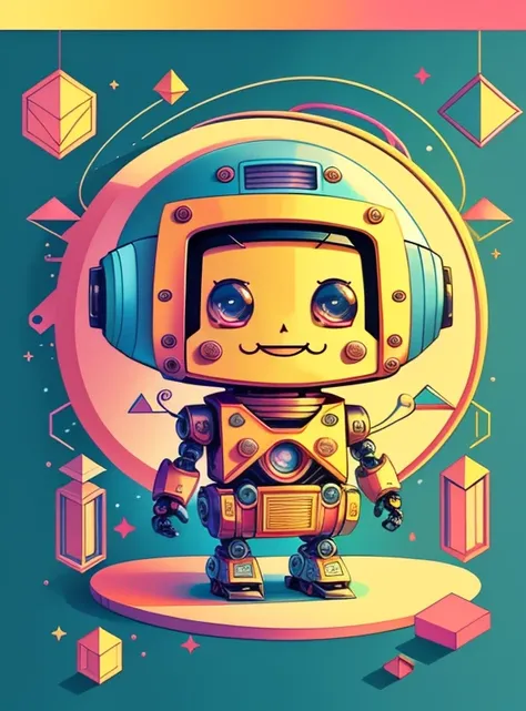 (cute robot smiling) Munchkin, Geometric multidimensional wall portrait, livro de arte, Tchibi,
Yang08k, Beautiful, Colouring,
Obras, of the highest quality, best quality, Arte Oficial, Beautiful and Aesthetic,