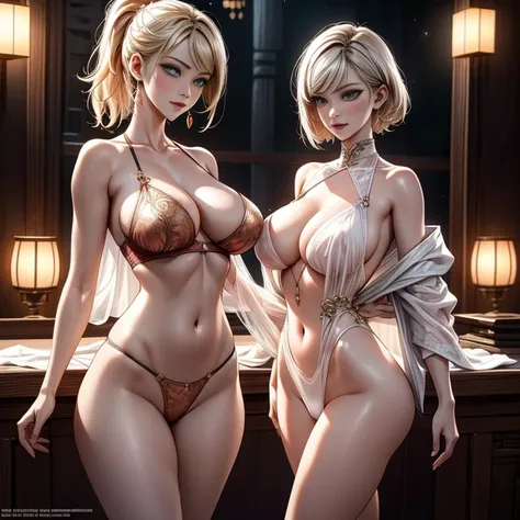 Two girls having close contact, Full body photo of couple, Goddess girl, gorgeous one, splash up, butterflys, Smooth pen and ink, lunar goddess, Whole body diagram, Detailed faces, (Upper part of the body: 1.4), (underwear  transparent: 1.3), Golden decora...