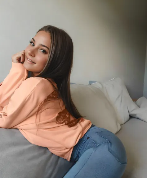 ((1 spanish girl)), (Laia Manzanares) (tween model, 20 years old, young)), ethereal beautiful, beautiful grey eyes, sexy smile ((teeth visible)) , ((head slightly tilted to the side but looking flirty into the camera)), long straight hair, fit body, extrem...