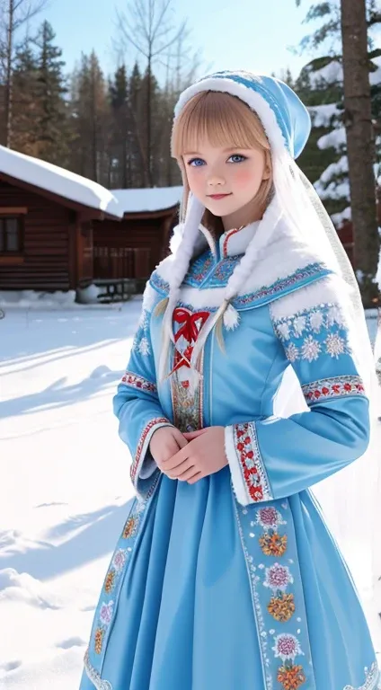 Vlada Roslyakova in the costume of the Snow Maiden