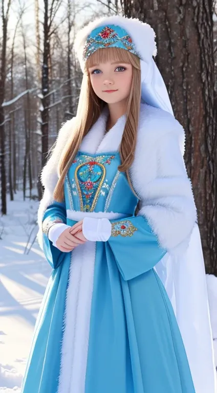 Vlada Roslyakova in the costume of the Snow Maiden