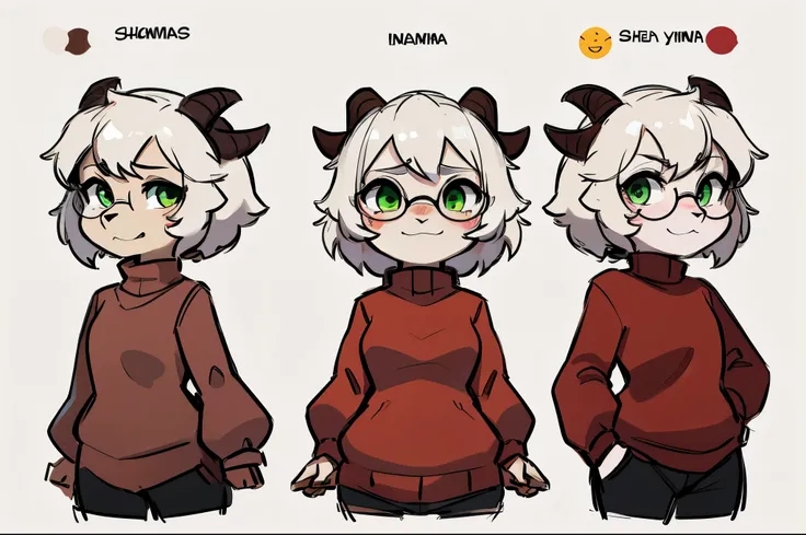 ((Oblablyma)), ((Max Quality)), (Character Design Sheet, Same Character, Front, Profile, Soles), Portrait from the neck up, Facial expression change scene, (Facial expression pattern, Eyes closed, Bored expression, Anxious face, Serious expression, Smile, ...