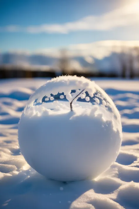 ((Best quality, 8k, Masterpiece :1.3)), a single snowball, freezing, stunning