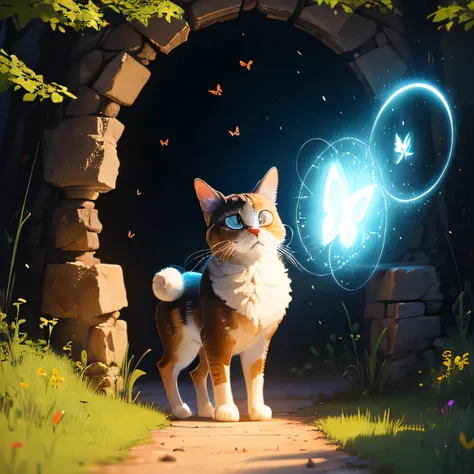 One day, while chasing butterflies with glee,
Whisker stumbled upon a secret, you see.
A portal shimmering, mysterious and bright,
Inviting him to explore, oh, what a sight!