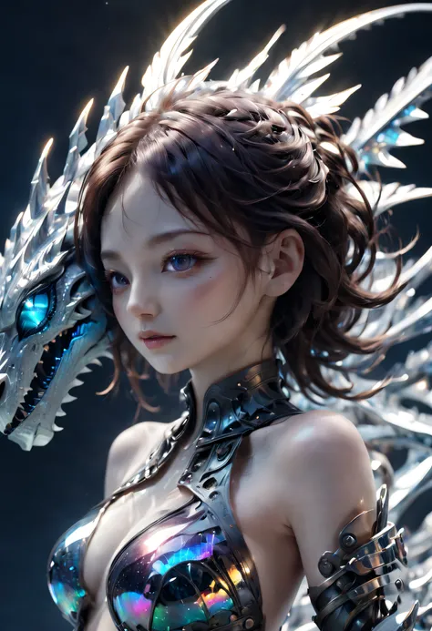 01_(Epic Character) (Dragon Girl). Horizontal composition, with some offset from the center-wide format. (Very beautiful creature, graceful form). (Alien creature, determined nature, menacingly beautiful). (Dragon Girl, a fantastic fantasy image, a creatur...