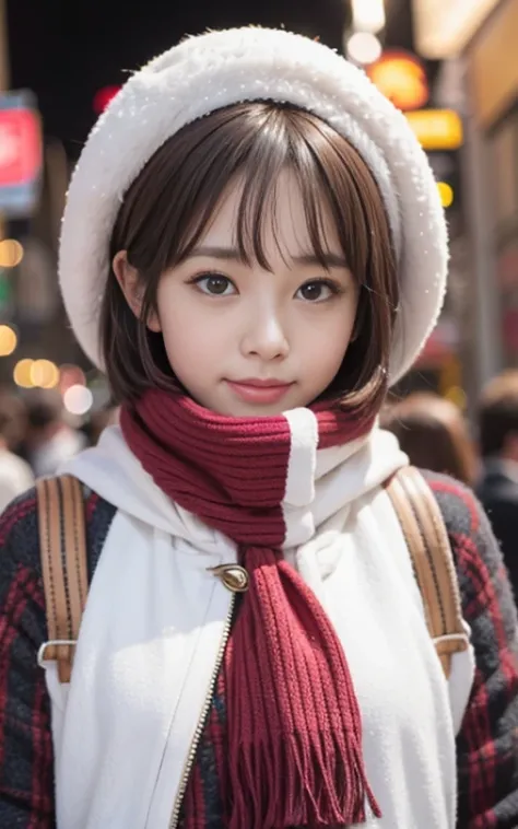 Cute 21 years old Japan、shopping、natta、nighttime scene、date、Super Detail Face、Eye of Detail、二重まぶた、beautiful thin nose、foco nítido:1.2、prety woman:1.4、(light brown hair,short-haired、),fair white skin、top-quality、​masterpiece、超A high resolution、(Photorealsit...