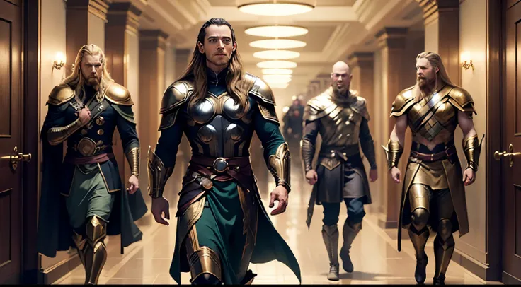 As they strolled through the golden halls of Asgard, Lokis mischievous grin contrasted with Thors stoic expression, while Balder and Váli chatted animatedly about the latest battle.